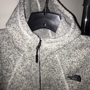 north face grey zip up fleece